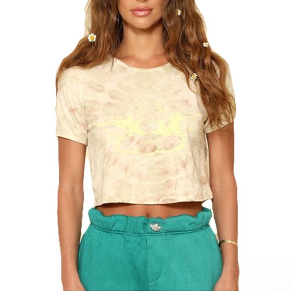 BOYS LIE‎ / Light Brown Lady Flower Fitted Tee size small
